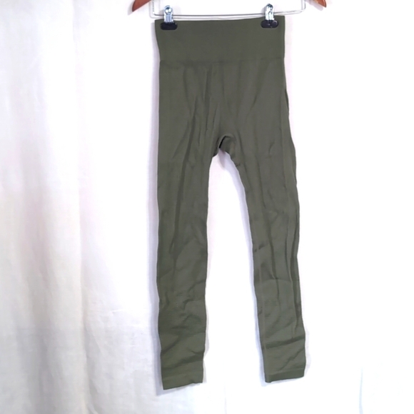 Maurices Olive Green Ribbed Stretch Leggings Size Small - Picture 1 of 4